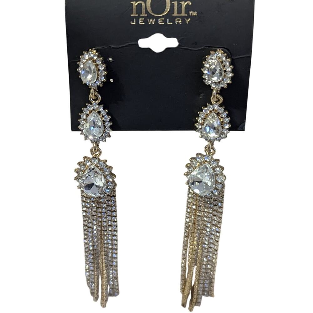 nOir Rhinestone Tassel Earrings - Picture 5 of 5